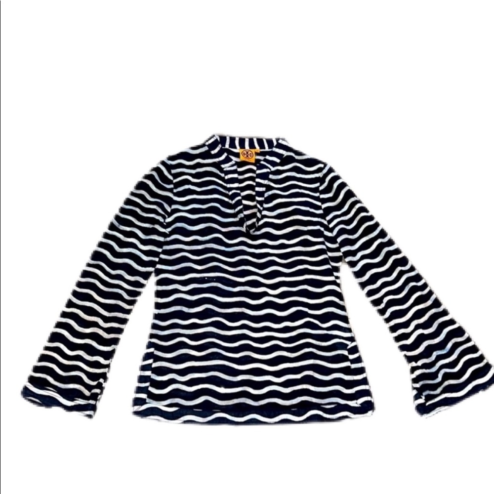 Tory Burch navy and white sequin tunic